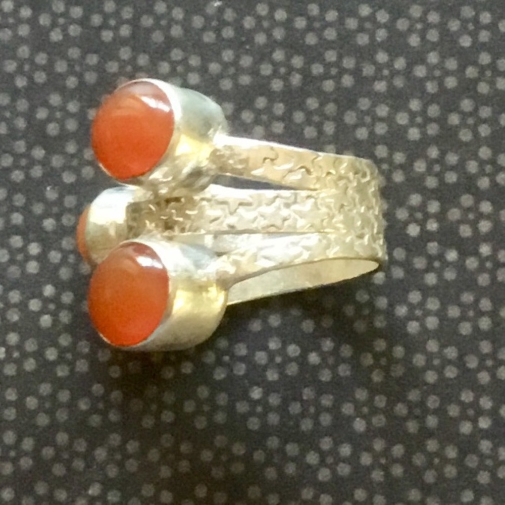 Carnelian Gemstone Cabochon Ring Multiple Gems Unique - Picture 4 of 7
